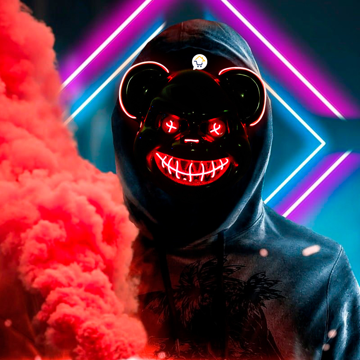 Miniatura 5 de Mascara Neon Oso Asesino Disfraz KG552